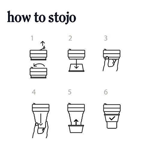 Stojo Collapsible Coffee Cup | Reusable To Go Large Pocket Size Travel Cup – Sage Green, 16oz / 470ml | With Straw