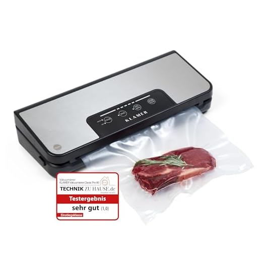 KLAMER Vakuumierer Pro 80 (2025) Test "Sehr gut" - Vakuumiergerät für trockene & feuchte Lebensmittel, für Sous Vide, inkl. Vakuumier-Beutel und Schlauch