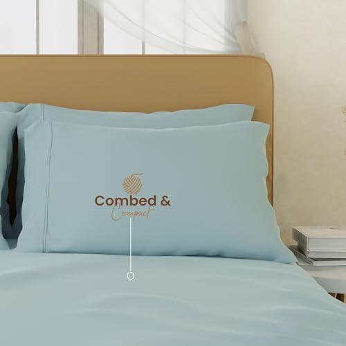 Image of BOUTIQUE LIVING Infinity 100% Egyptian Cotton 1000 TC Blue King with 4 Pillow Covers (Pearl Stitched)
