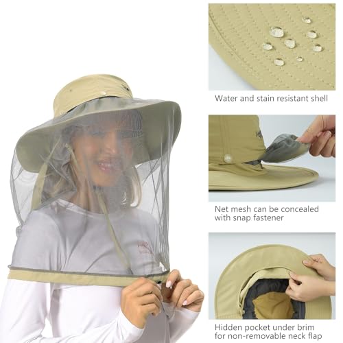 Sombrero mosquitera gris claro: protégete de insectos y sol en el cuello 5