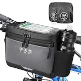 WOTOW Bike Front Handlebar Bag - Large Reflective Bicycle Handlebar Basket Bags Waterproof Storage Pannier for Bike Touchable Transparent Phone Holder Pouch for Men Women Road MTB Outdoor Cycling 3.5L