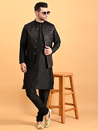 Image of Uri and MacKenzie Men's Silk Blend Kurta Pajama with Designer Ethnic Nehru Jacket /Modi Jacket