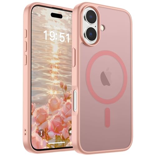 Image of SUPFINE Magnetic for iPhone 17 Case (Compatible with MagSafe)(Military Grade Drop Protection) Translucent Matte Shockproof with Anti-Fingerprint Phone Cover 2025,Pink