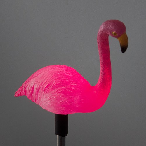 (2 Pack) Solar Powered Flamingo Novelty Stake Pathway Light, Red LED