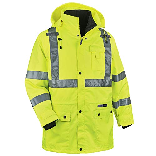 Ergodyne GloWear 8385 ANSI High Visibility 4-in-1 Reflective Safety Jacket, Lime, X-Large