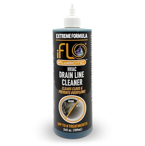 iFLO Extreme A/C Drain Line Cleaner Fast-Acting Long-Lasting HVAC System Solution for Tough Clogs & Buildup Professional Liquid Drain Cleaner and Clog Remover 24oz Bottle 1 Pack