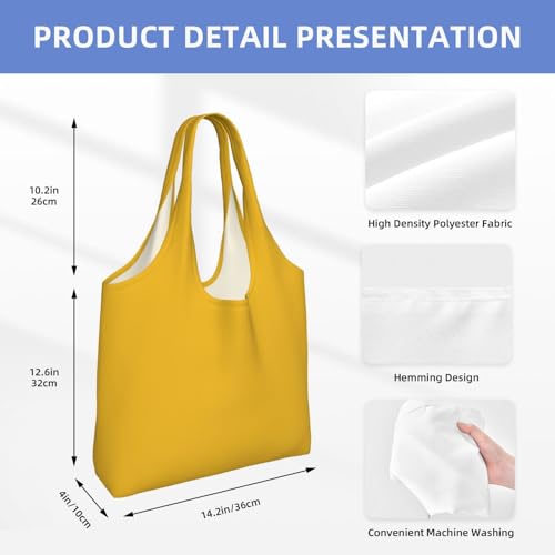 DAIYUVIVI Solid Color Gold Extra Large Capacity Shoulder Canvas Bag For Shopping Travel Daily Use4