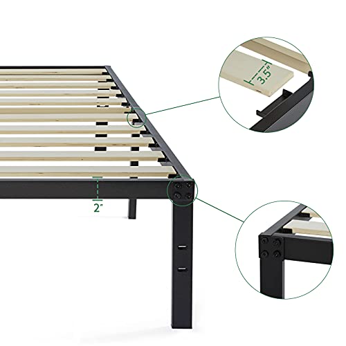 Noah Megatron Twin Xl Bed Frame 16 Inch, Heavy Duty Bed Frame With Wooden Slats, 16 Inch Mattress Foundation/No Box Spring Needed (Twin Xl) #TOP2
