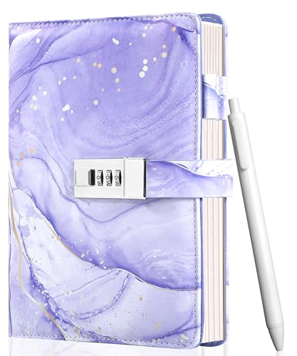 Image of Diary with Lock for Girls, A5 Password Refillable Lined Journal Kit Locked Diary, Cute Stuff Christmas Birthday Gifts for Girls 6 7 8 9 10 11 12 13 14 Year Old Girl Toys, Teen Girl Gifts, Purple