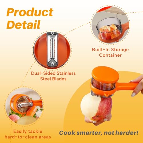 Image of 2PCS Upgrade Fruit Vegetable Peeler with Container, 2026 New Special Potato Peelers for Kitchen, Double-Sided Stainless Steel Apple Peeler with Box Storage