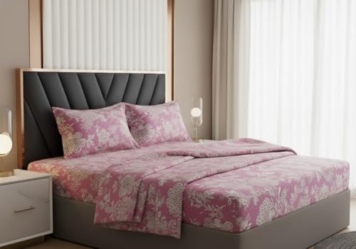 Image of 400TC Glace Cotton King Size Duvet Cover || Comforter Cover || Rajai Cover || Quilt Cover Double Bed with Zipper (90 inch x 100 inch inch, Aarchid Pink)
