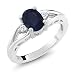1.83 Ct 8x6mm Oval Blue Sapphire and White Sapphire 925 Sterling Silver 3 Stone Ring