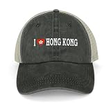 Yelolyio I Love Hong Kong - Gorra de béisbol de malla ajustable con la bandera de Hong Kong, gorra de béisbol de malla retro lavada, gorra de camionero transpirable, color negro, Negro, 1-5