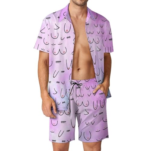 Adugen Origei Men's Pomeranians Pattern Button-Up Shirt Hawaiian Shirt Party Beach Suit Fisherman's Hat4