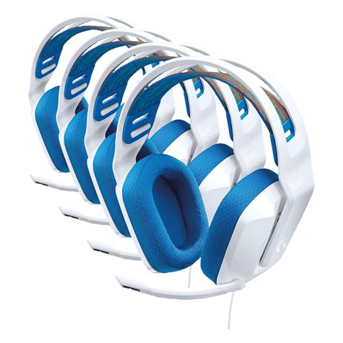Image of Logitech G335 Wired Gaming Headset, with Flip to Mute Microphone, 3.5mm Audio Jack, Memory Foam Earpads, Lightweight, Compatible with PC, PlayStation, Xbox, Nintendo Switch - White (Pack of 4)
