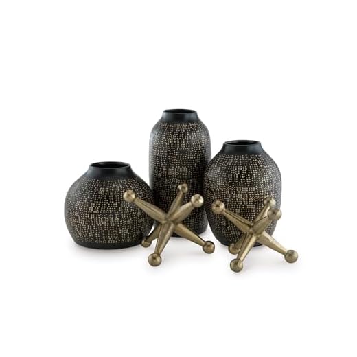 Contemporary Metal Dots Vase and Sculpture Set