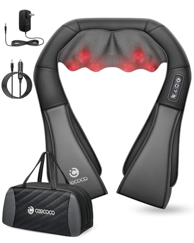 CooCoCo Shiatsu Neck & Back Massager with Heat, Christmas Birthday Gifts, Corded Electric Deep...