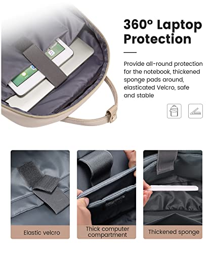 LOVEVOOK Laptop Backpack for Women, 15.6 Inch Computer Backpack for Teacher Nurse with Water Resistant, Lightweight Travel Work Backpack with USB Charging Port, Quilted Commuter Backpack purse, Beige - Image 5