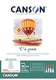 CANSON 'C' A GRAIN - Papier dessin - Bloc de 30 feuilles - Grain fin - A4 - 180 g/m² - Blanc naturel