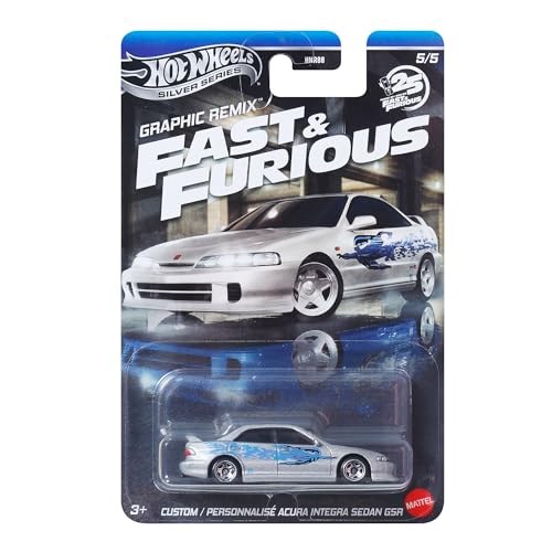Image of Hot Wheels Fast and FURIOUS Graphic Remix Auto ACURA INTEGRA SEDAN GSR - Die Cast Model 1:64 Scale - Length 7 cm - JBY45