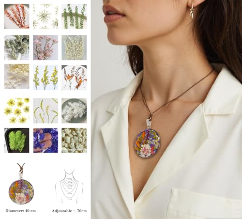 Nature's Multi Colour Dry Pressed Real Flower Round Handmade Pendant Necklace2