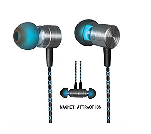 Earphones,Magnet Attraction In-Ear Earbuds Heaphones headset with Mic Microphone Stereo Bass with 3.5mm Jack (Green)