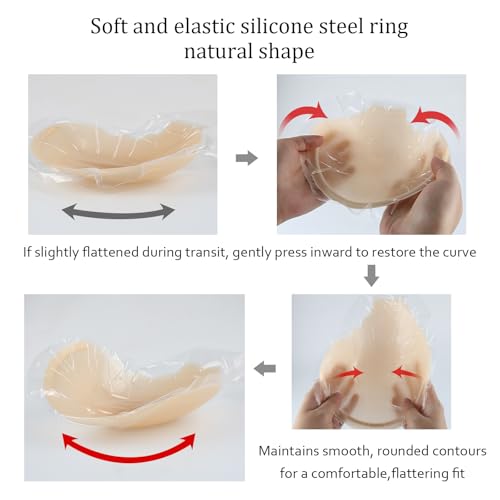 Image of Invisible Lift Sticky Bra for Large Breasts - Women's Seamless Backless Strapless Push Up Adhesive Silicone Bra