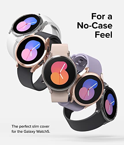 Image of Ringke Slim Case [2 Pack] Compatible with Samsung Galaxy Watch 5 40mm, Watch5 Bezel [Frame Only] Premium PC Hard Thin Cover - Clear & Chrome Rose Gold