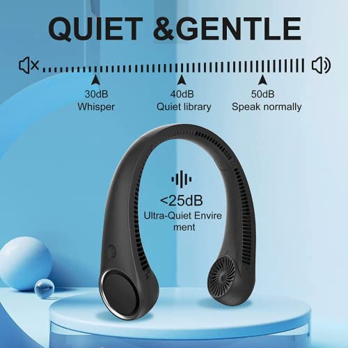Samisko Personal Cooling Portable Neck Fans - Usb Rechargeable,360 Free Rotation & Lower Noise Bladeless Battery Operated Design With 3 Speeds Duration 48 Hrs, Small Neck Air Conditioner(Black) #TOP2