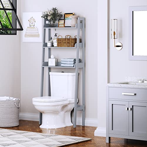 Utex 3-Shelf Bathroom Organizer Over The Toilet, Bathroom Spacesaver (Gray) #TOP3