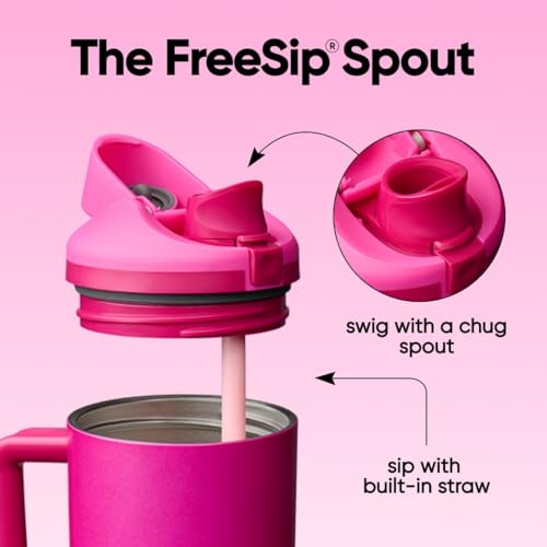 Image of Owala FreeSip Tumbler Insulated Stainless Steel Water Bottle with Built-in Straw and Side Handle, For Travel, Work, School, and Sports, 40oz, BPA Free, Leak Proof, Read My Lips