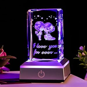 I Love You 3D Heart Rose Crystal LED Color Night Light, Christmas Day Valentine’s Day Girlfriend Boyfriend Birthday Gift,for Mother and Aunt, Cute Long-Distance Friendship Gift