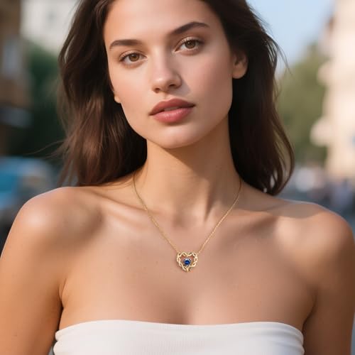 Kstyle 14K Gold Birthstone Pendant Necklaces for Women, Religious Birthday Gifts for Wife Daughter Sister Mom, Christian Crown of Thorns Jewelry Non Tarnish (925 Sterling Silver Base)3