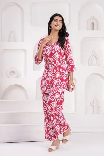 Image of YAZIA Women Cotton Lounge Wear Set - Printed Top & Pyjama Co-Ord Set | Soft Breathable Fabric | Daily, Nightwear & Home Wear | Small to 3XL