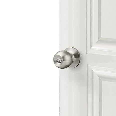 VOLO Stainless Steel Entry Door Knob with Lock and Keys, Exterior/Interior Door Handles for Bedroom or Bathroom