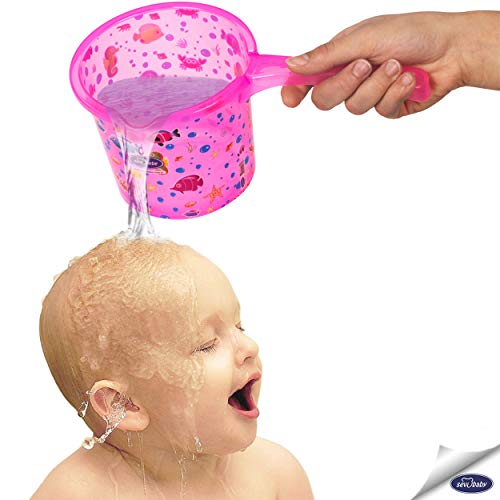 Sevi Baby Bath Rinse Cup, Certified Bath Water Scoop, Baby Shampoo Rinser, Baby Bath Mug Made from BPA-Free Safe Material, (1250 ml / 42.2 oz) - Made in Turkey (Pink) (Pink)