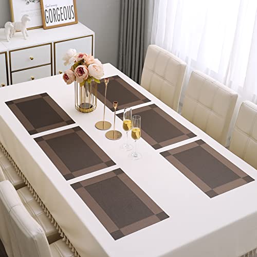 Image of HOKIPO PVC Dinner Tablemats Set of 6-45x30 cm (AR877) Dark Brown