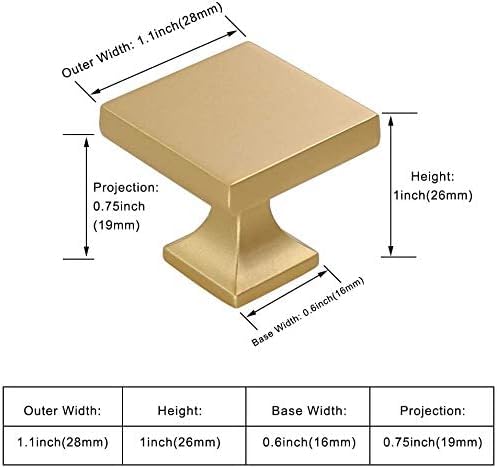LONTAN 15 Pack Gold Square Cabinet Knobs Zinc Alloy Gold Cupboard Knobs for Kitchen Drawer and Wardrobe Bathroom Shower - Image 2