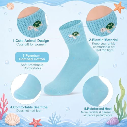 Image of Eurzom 10 Pairs Socks Womens Crew Elastic Ankle Length Cotton Socks Aesthetic Cute Lightweight Low Cut Gifts for Women