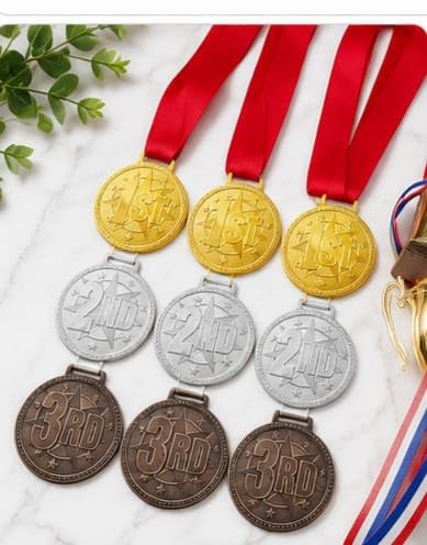 Gold, Silver & Bronze Winner Medals Combo Pack of 9 with Ribbon | 1st, 2nd & 3rd Place Award Medals for School Sports, Competitions, Tournaments, Events, Kids & Adults (3)-picture-22