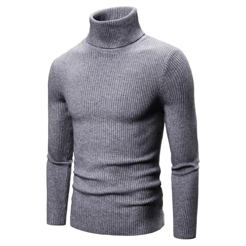 Men's Casual Slim Fit Turtleneck Pullover Sweaters Tops with Ribbed Patterned4