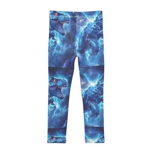 Boccsty Galaxy Space Blue Lightning Eyes Flash Dino Dinosaur Girls Leggings Kids Yoga Pants Dance Active Tights 4T2