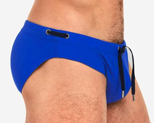 Men's Quick Dry Swimming Trunks Briefs Solid Swimwear Boxer Swimsuit Underwear with Elastic Drawstring2