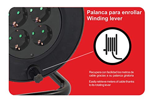 Enrollacables de 50m Silver Electronics con 4 tomas y potencia de 3000W para bricolaje 7