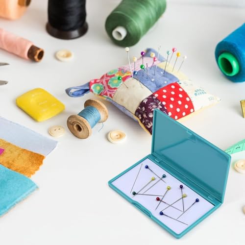 Image of Magnetic Needle Organizer Blue Sewing Needle Case 4.3 x 2.5 x 0.4 inch Rectangle Magnetic Needle Keeper Megnetic Sewing Needle Case Small Metal Objects Organizer Blue Sewing Supply Organizer (No Needles)