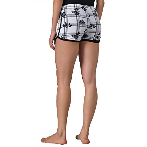 Image of KOTTY Black and White Printed Women Pure Cotton Night Shorts (Black and White,32)