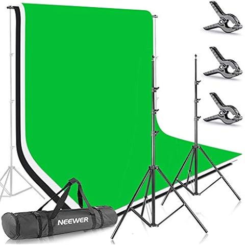 Kit de Fondos Fotográficos Neewer 10086005 con Soportes y Fondo Blanco, Negro y Verde Cover
