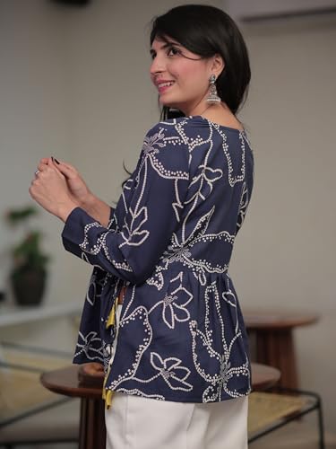 Image of Youthnic Women's Poly Rayon Printed Alia Cut Peplum Top | Top for Office | Women's Tunics | Short Kurti Women| Regular Fit