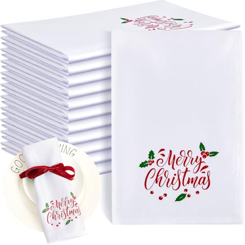 Panelee 12 Pcs 43 x 43 cm Christmas Napkins Soft Comfortable Cloth Napkin Reusable Satin Table Napkin for Home, Restaurants, Parties (Words) Panelee 12 Pcs 43 x 43 cm Christmas Napkins Soft Comfortable Cloth Napkin Reusable Satin Table Napkin for Home, Restaurants, Parties (Words)