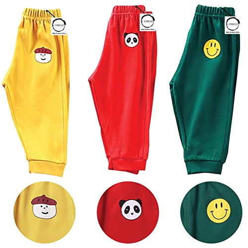 Image of Baby Boys' & Girls Pyjamas Regular Fit Cotton Printed Pajama Pants | Toddlers Lower | Track Pants | Kids Pyjama | Infants Joggers | Child Trackpants Pack of 3 (3-4 Years)